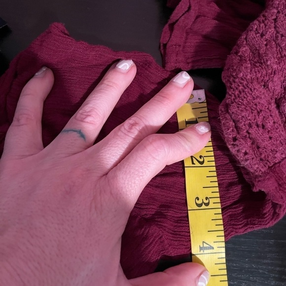 American Eagle Outfitters Crop Women’s XS Cross Over Shirt Long Sleeve Maroon - Picture 12 of 16